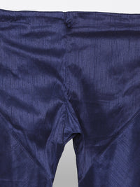 Thumbnail for VM by Vastramay Men's Deep Blue Silk Blend Jacket, Kurta And Pyjama Set - Distacart