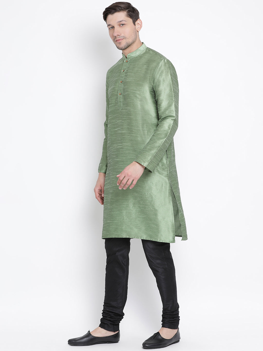 VM by Vastramay Men's Light Green Silk Blend Kurta Pyjama Set - Distacart