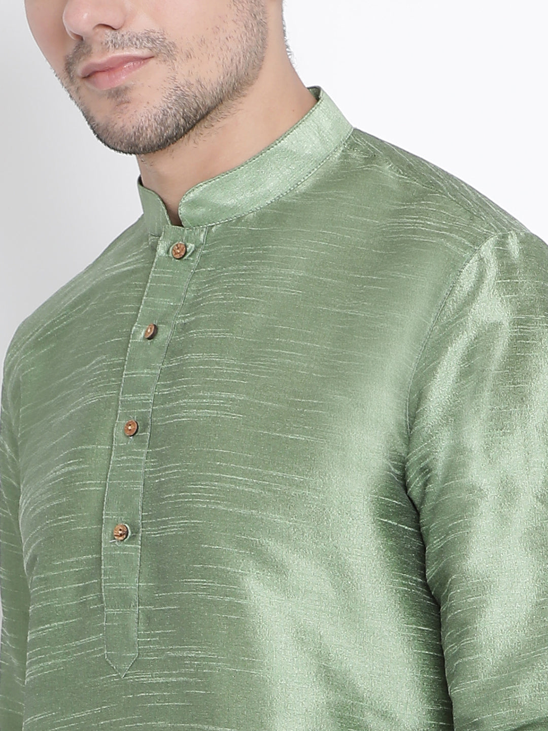 VM by Vastramay Men's Light Green Silk Blend Kurta Pyjama Set - Distacart
