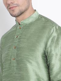 Thumbnail for VM by Vastramay Men's Light Green Silk Blend Kurta Pyjama Set - Distacart