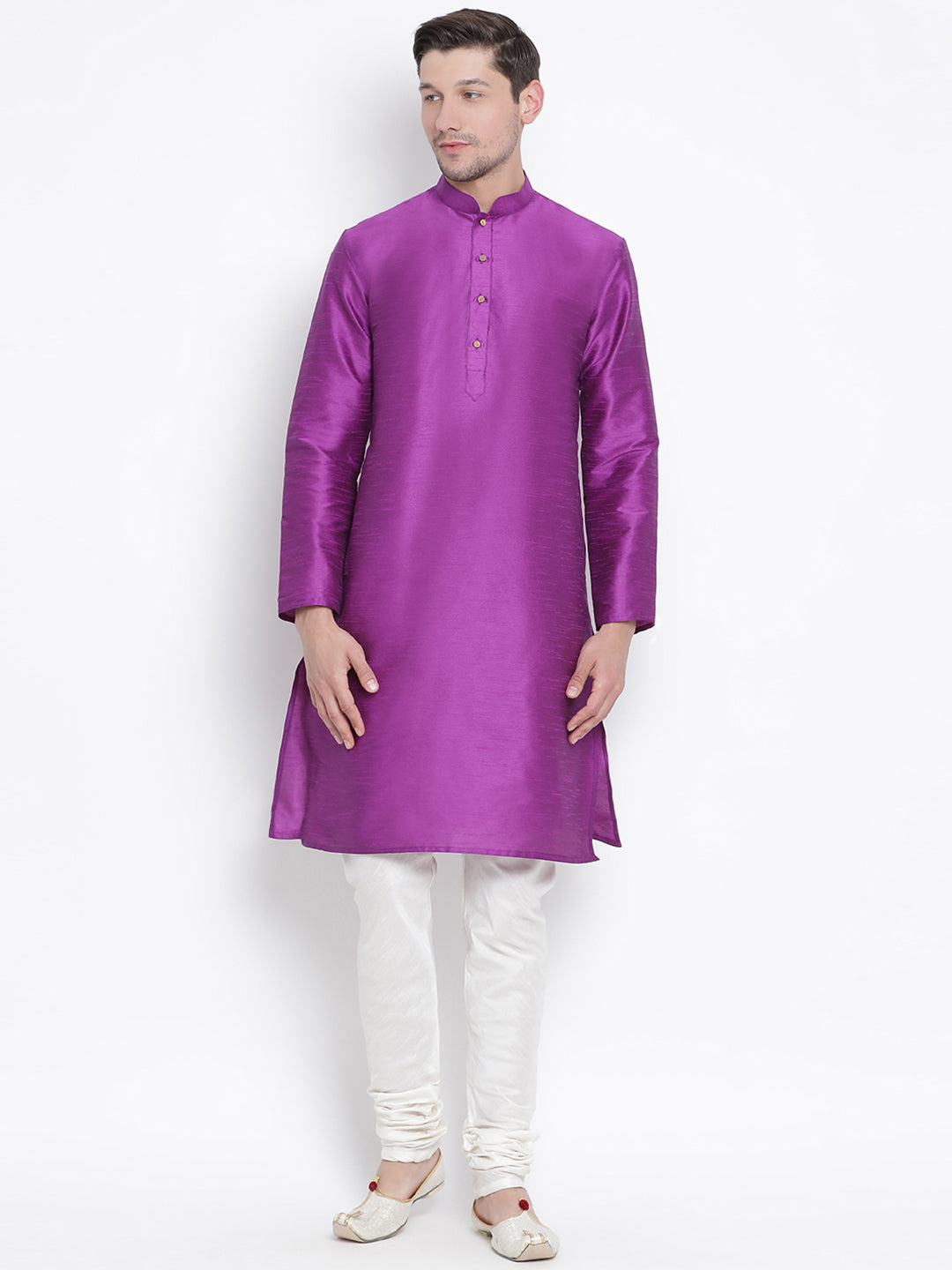 VM by Vastramay Men's Purple Silk Blend Kurta Pyjama Set - Distacart