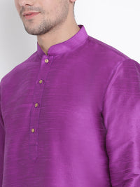 Thumbnail for VM by Vastramay Men's Purple Silk Blend Kurta Pyjama Set - Distacart