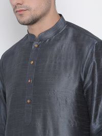 Thumbnail for VM by Vastramay Men's Grey Silk Blend Kurta Pyjama Set - Distacart