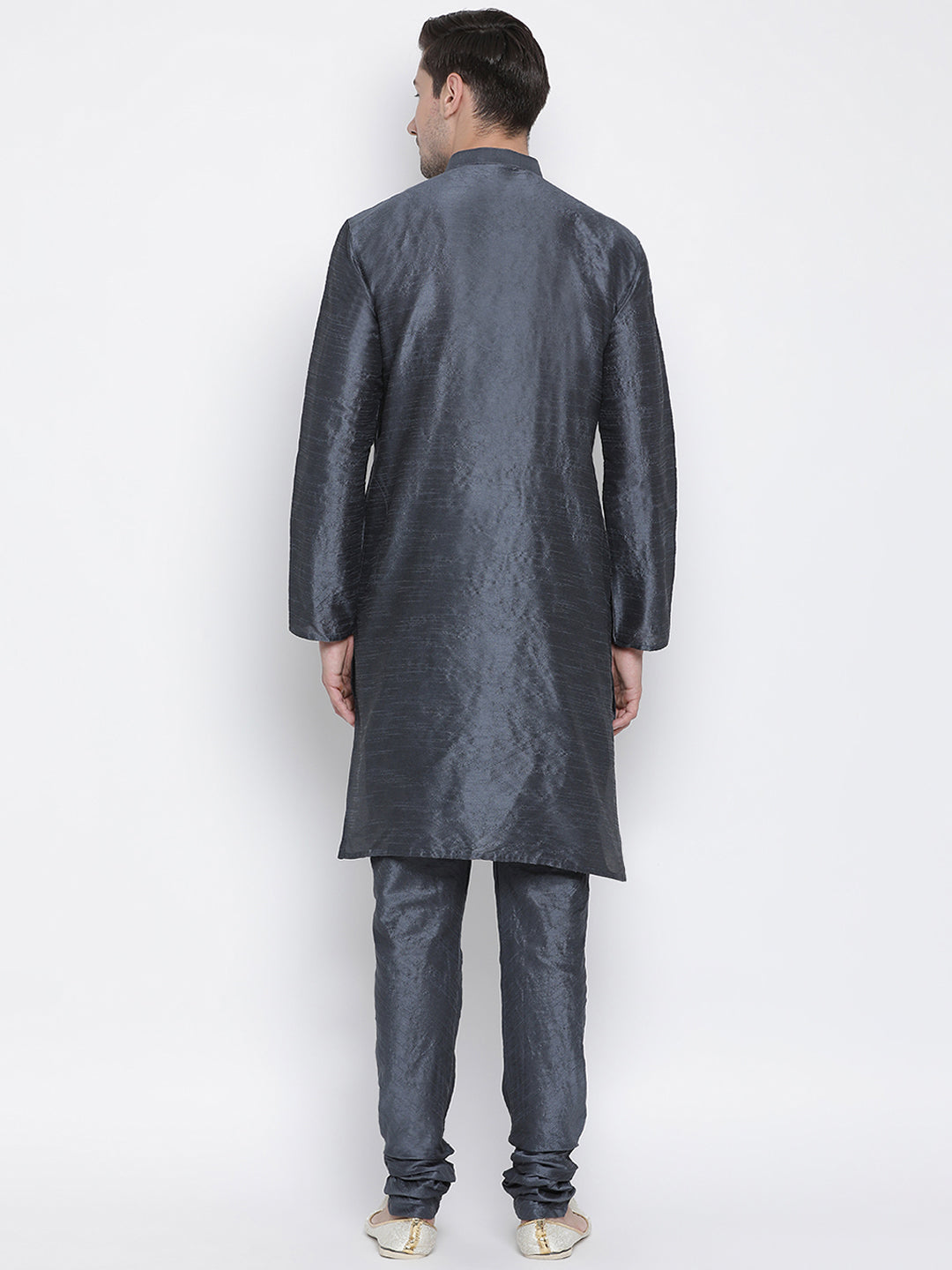 VM by Vastramay Men's Grey Silk Blend Kurta Pyjama Set - Distacart
