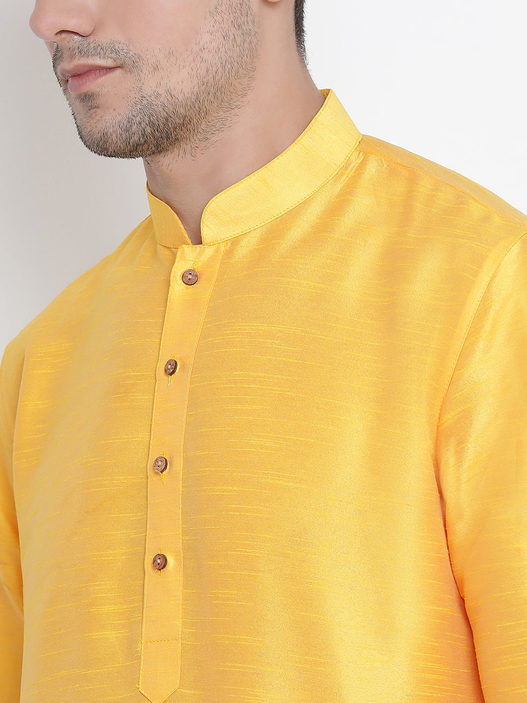 VM by Vastramay Men's Yellow Silk Blend Kurta Pyjama Set - Distacart