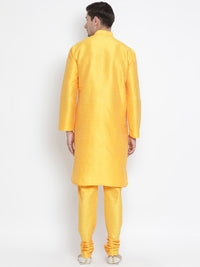 Thumbnail for VM by Vastramay Men's Yellow Silk Blend Kurta Pyjama Set - Distacart