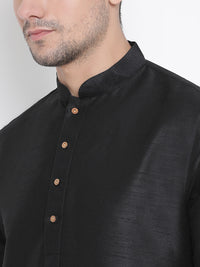 Thumbnail for VM by Vastramay Men's Black Silk Blend Kurta Pyjama Set - Distacart