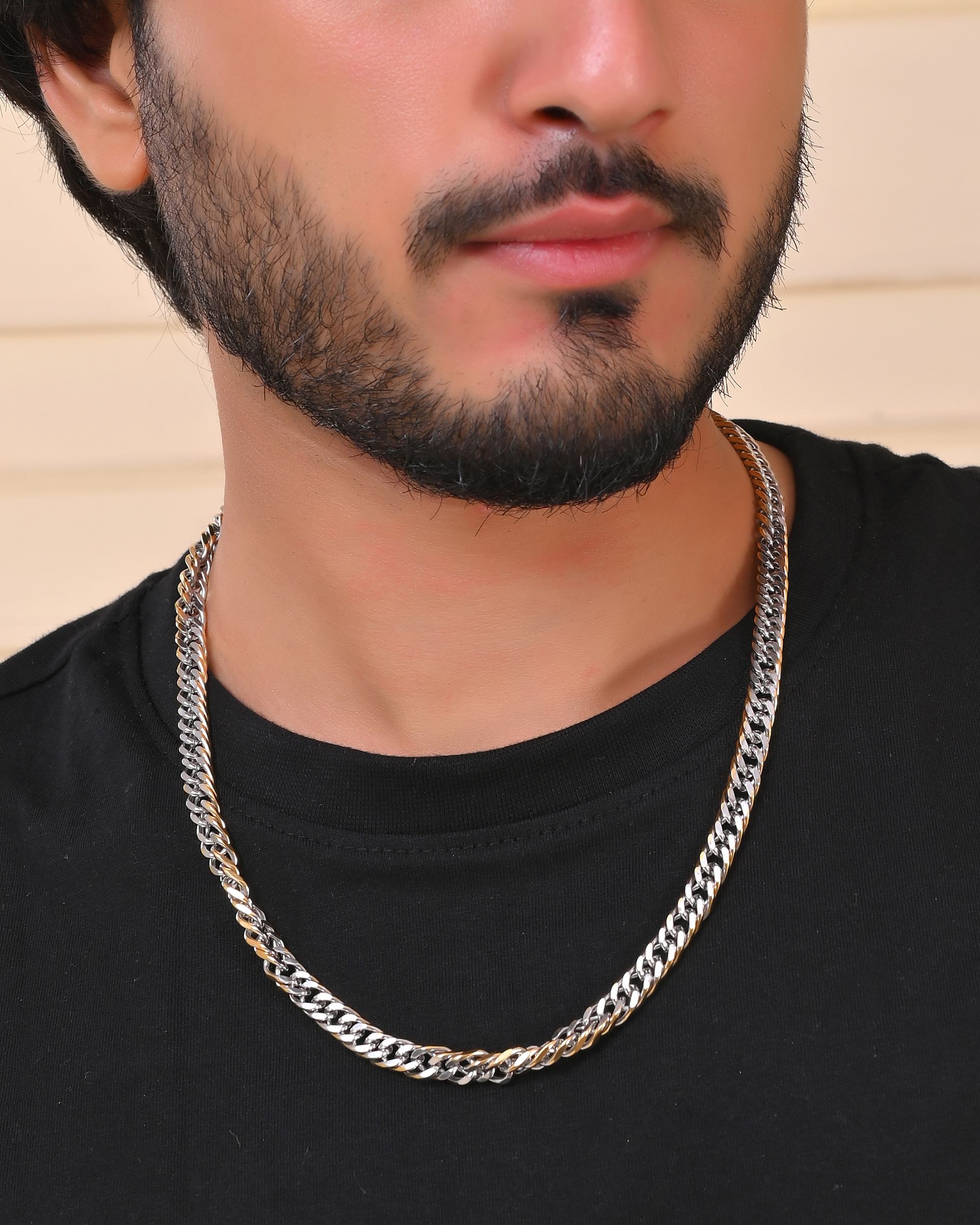 VOJ Men Dual-Plated Stainless Steel Linked Fashionable Chain