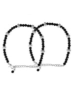 Thumbnail for VOJ Set of 2 Silver Plated Artificial Beads Studded Anklet