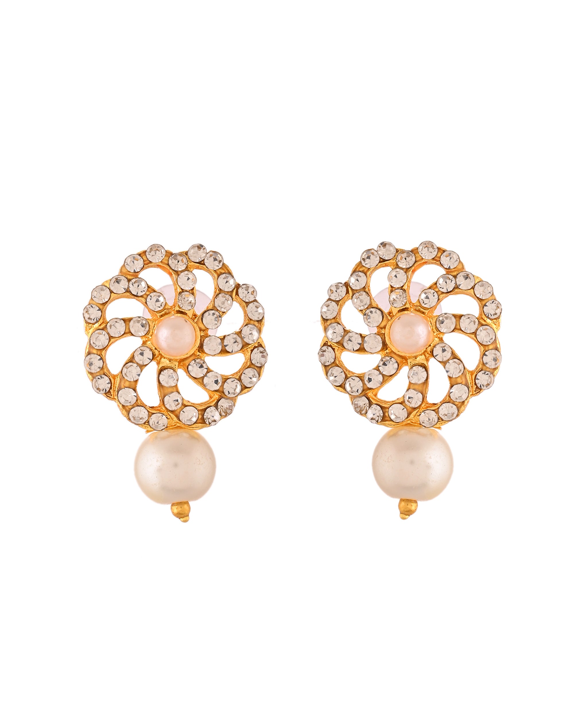 VOJ Gold Polished Stone And Pearl Studded Traditional Chokar Set