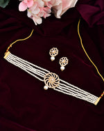 Thumbnail for VOJ Gold Polished Stone And Pearl Studded Traditional Chokar Set