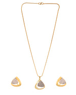 Thumbnail for VOJ Gold Polished CZ Stone Studded Geometrical Jewellery Set