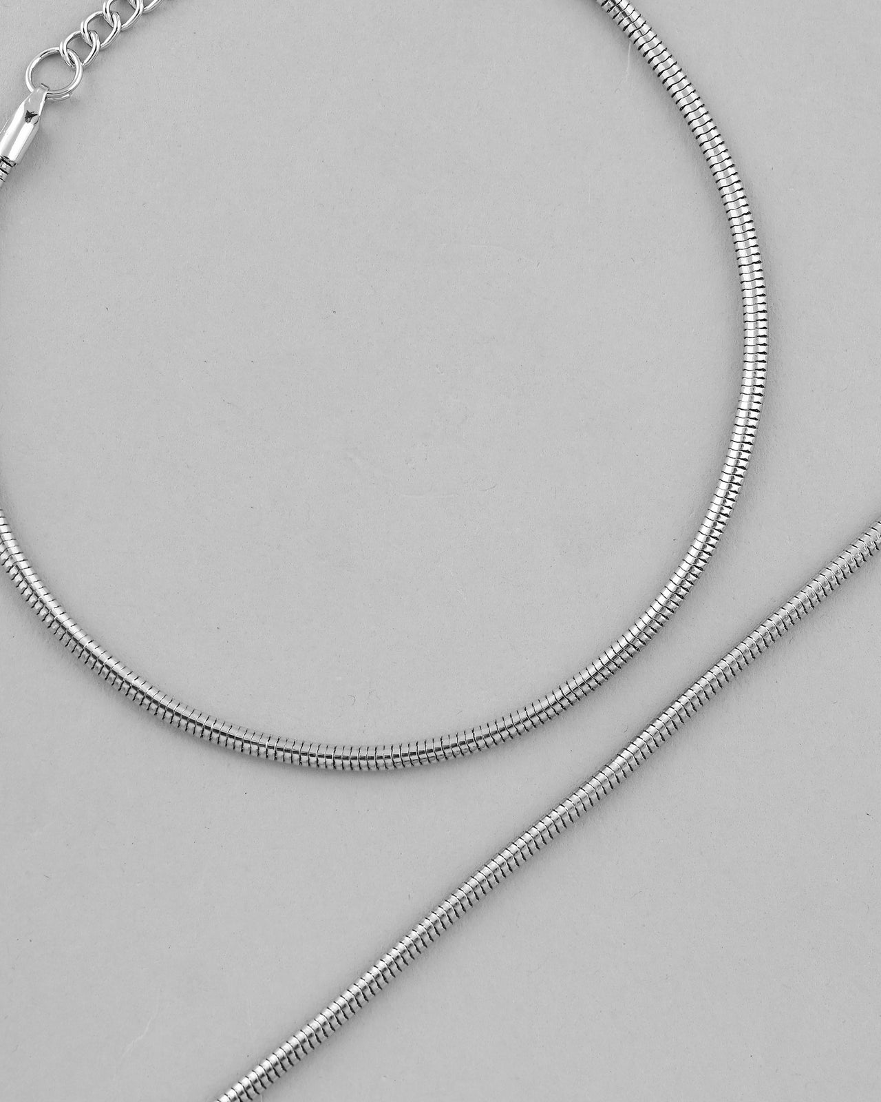 VOJ Set Of 2 Silver Plated Snake Anklet