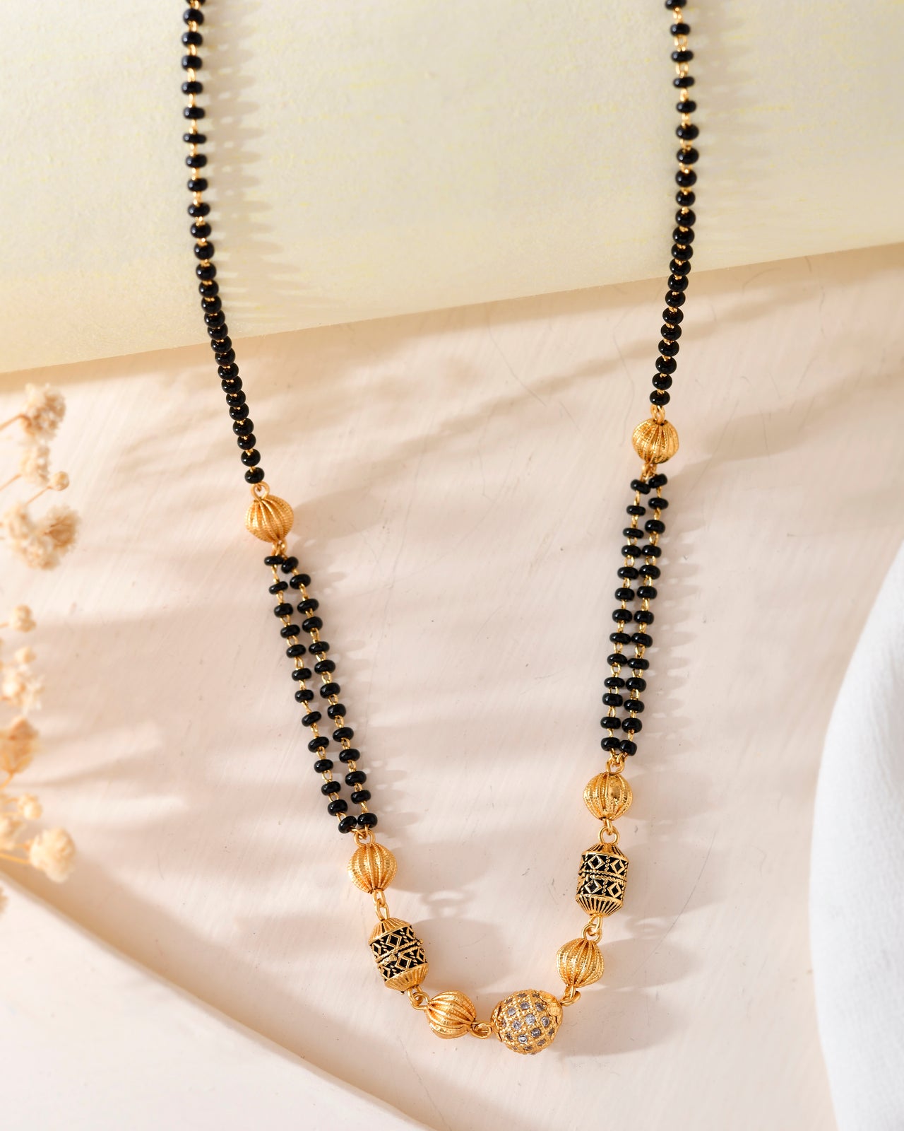 VOJ Gold Plated Stone Studded Cricular shaped Mangalsutra
