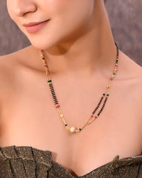 Thumbnail for VOJ Gold-Plated AD-Studded & Beaded Layered Mangalsutra