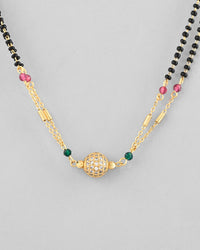 Thumbnail for VOJ Gold-Plated AD-Studded & Beaded Layered Mangalsutra