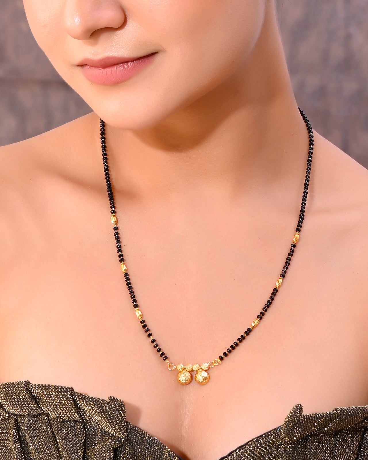 VOJ Gold-Plated Beaded Mangalsutra