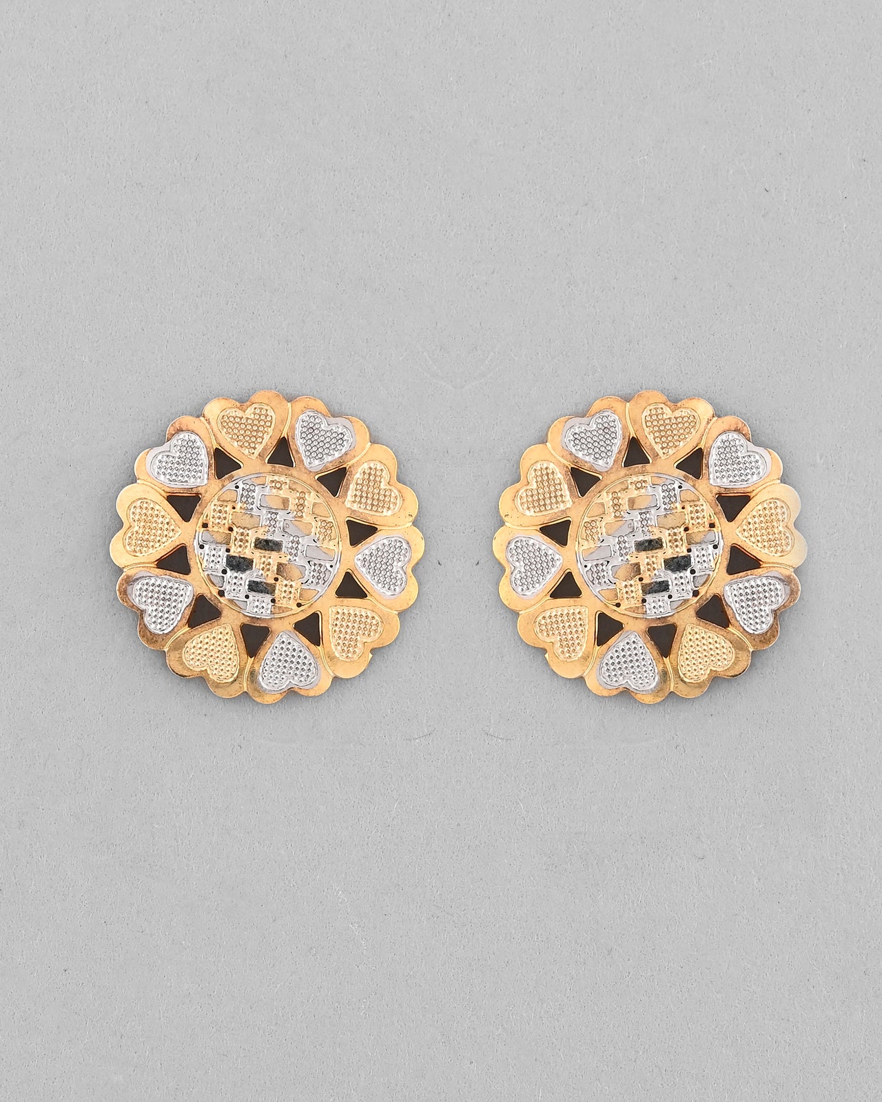 VOJ White and Yellow Gold Plated Chain With Flower shaped Pandent And Flower shaped Earrings