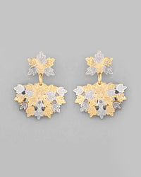Thumbnail for VOJ White and Yellow Gold Plated Chain With Leaf shaped Pandent And Leaf shaped Earrings