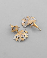 Thumbnail for VOJ White and Yellow Gold Plated Chain With Leaf shaped Pandent And Leaf shaped Earrings