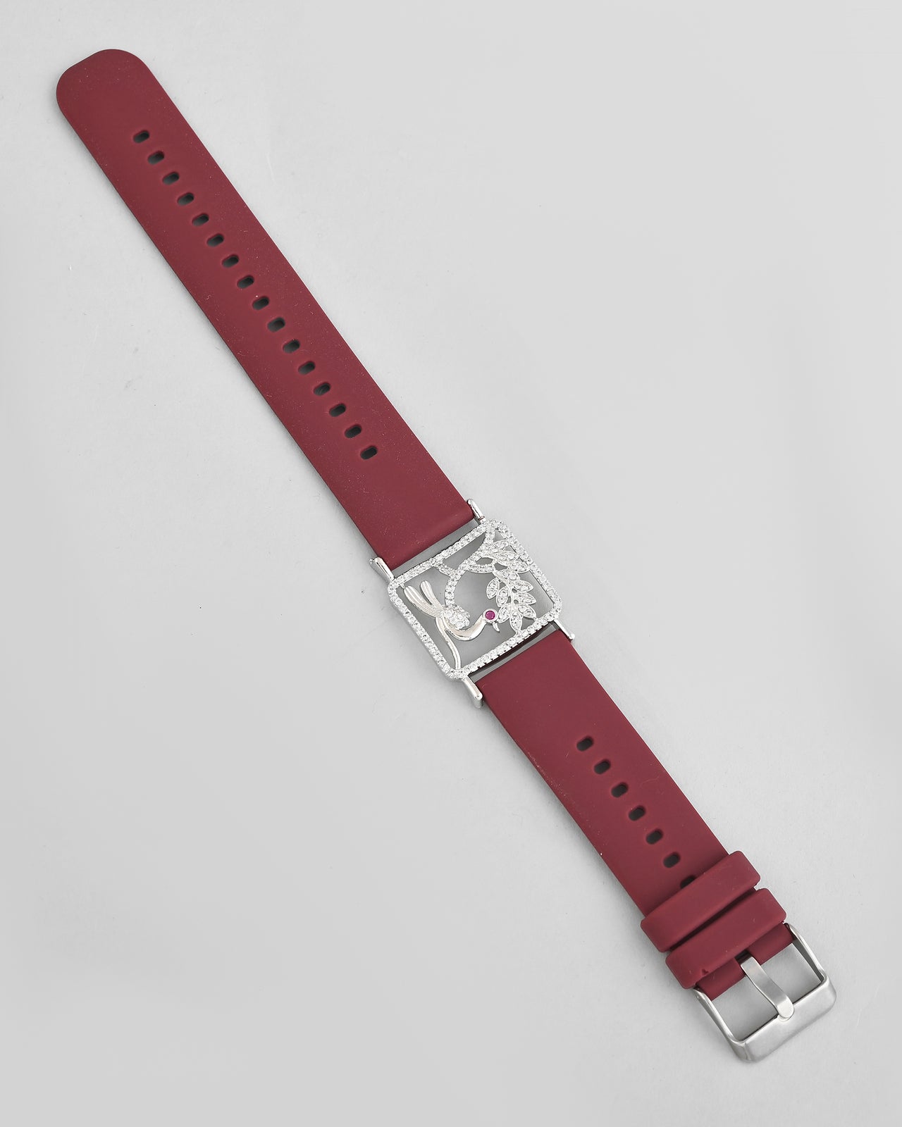 VOJ Silver Plated AD Stone Studded Belt Bracelet
