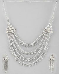 Thumbnail for VOJ Silver Plated Stone Studded Multi Layer Jewellery Set