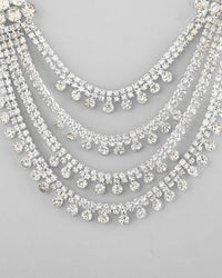 Thumbnail for VOJ Silver Plated Stone Studded Multi Layer Jewellery Set