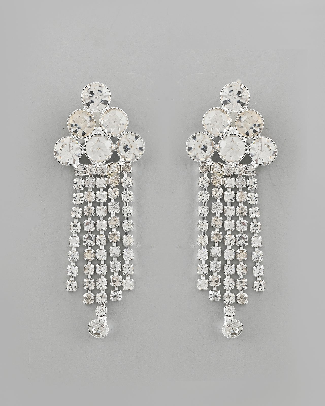 VOJ Silver Plated Stone Studded Multi Layer Jewellery Set