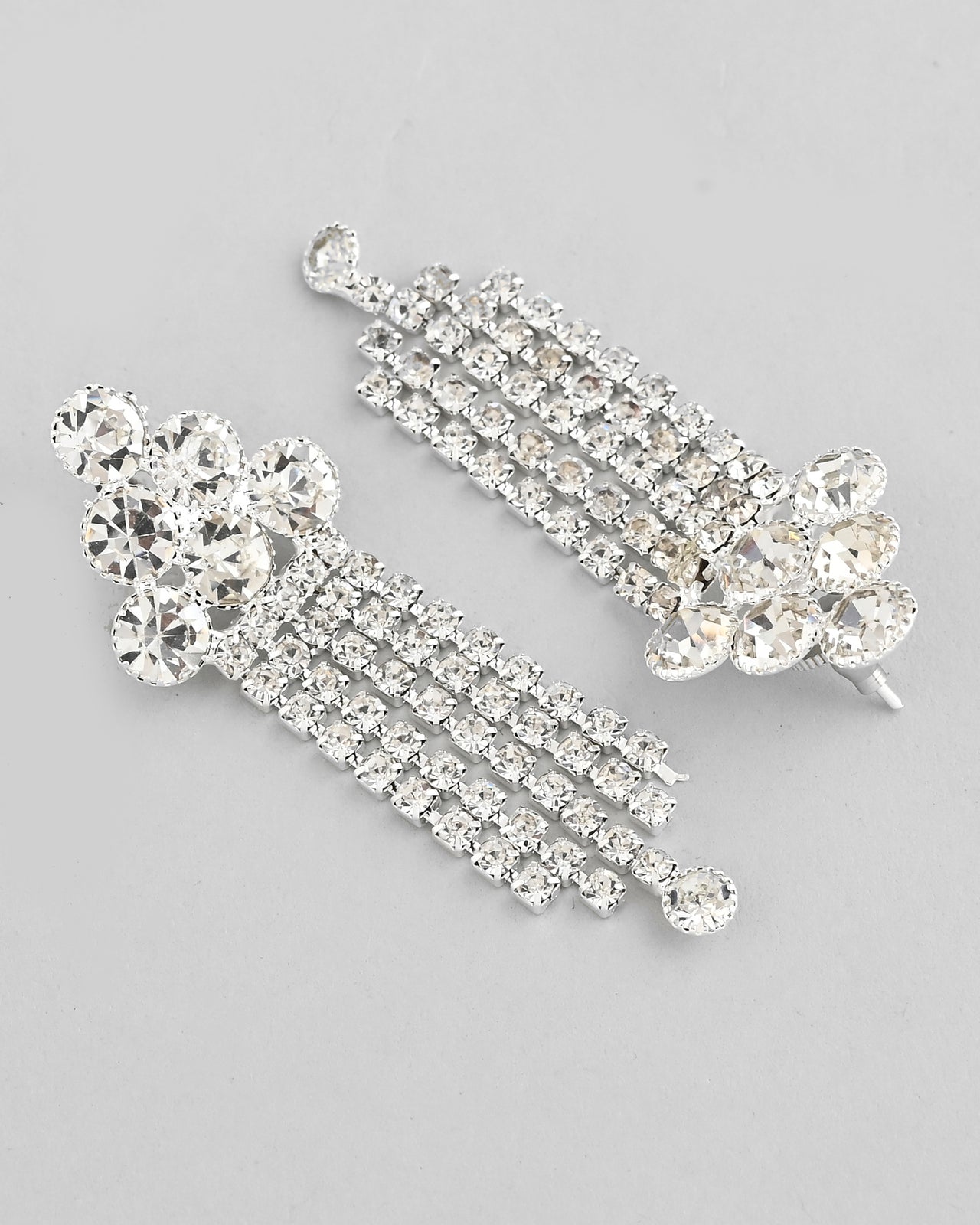 VOJ Silver Plated Stone Studded Multi Layer Jewellery Set