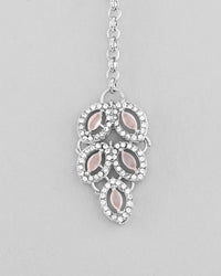 Thumbnail for VOJ Silver Plated Baby Pink AD Stone Studded Designer Jewellery Set With Mangtikka