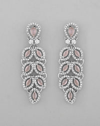 Thumbnail for VOJ Silver Plated Baby Pink AD Stone Studded Designer Jewellery Set With Mangtikka