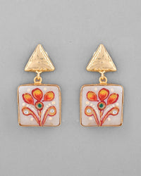 Thumbnail for VOJ Gold Plated Hand Painted Drop Stud Earrings