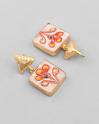 Thumbnail for VOJ Gold Plated Hand Painted Drop Stud Earrings