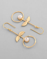 Thumbnail for VOJ Gold Plated White Stone Studded Circular Drop Earrings