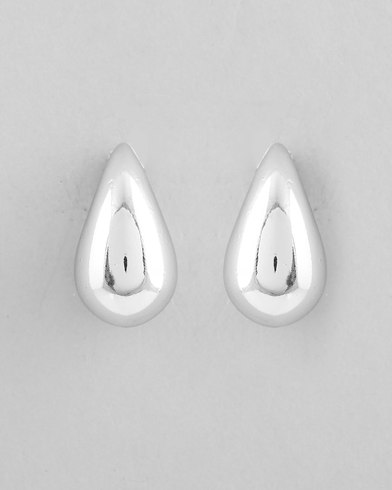 VOJ Silver Plated Teardrop-Shaped Stud Earrings