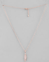Thumbnail for VOJ Rose Gold Plated Chain With AD Studded Leaf Shaped Pendent