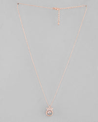 Thumbnail for VOJ Rose Gold Plated Chain With AD Studded crown Shaped Pendent