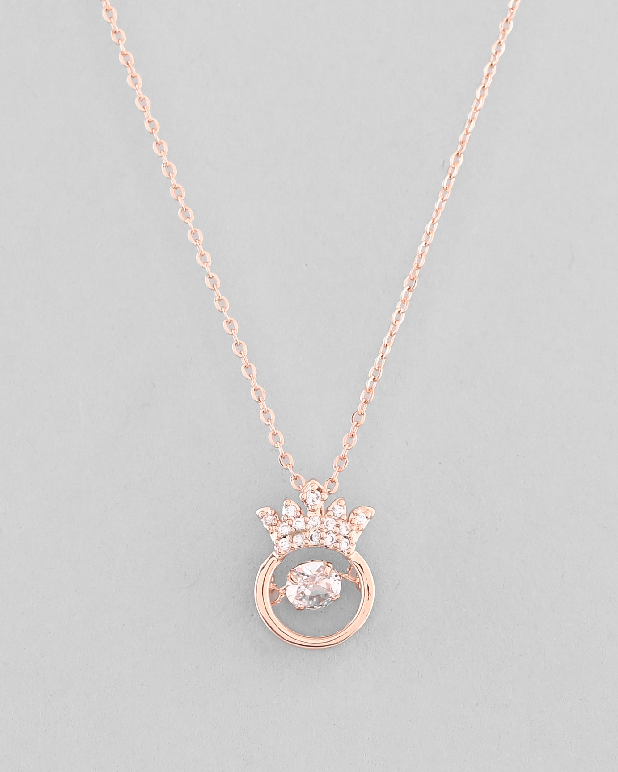VOJ Rose Gold-Polished Chain With AD Studded crown Shaped Pendent - Distacart