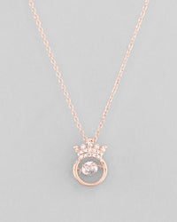 Thumbnail for VOJ Rose Gold Plated Chain With AD Studded crown Shaped Pendent