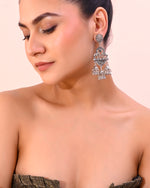 Thumbnail for VOJ Silver-Plated Elephant Oxidized Contemporary Drop Earrings - Distacart