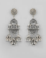 Thumbnail for VOJ Silver-Plated Elephant Oxidized Contemporary Drop Earrings - Distacart