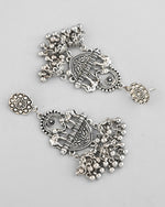 Thumbnail for VOJ Silver-Plated Elephant Oxidized Contemporary Drop Earrings - Distacart