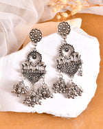 Thumbnail for VOJ Silver-Plated Elephant Oxidized Contemporary Drop Earrings - Distacart