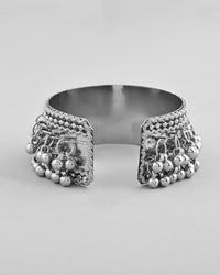 Thumbnail for VOJ Silver-Plated Ghungroo Studded Oxidized Cuff Bracelet
