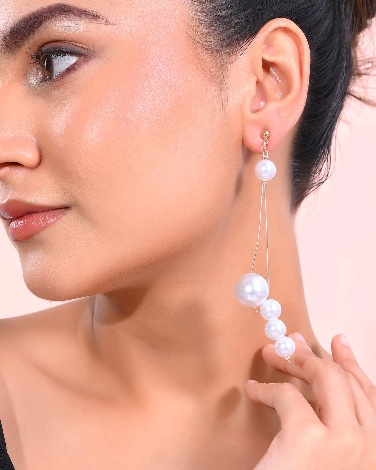 VOJ Pearl Studded Handcrafted Classic Drop Earrings