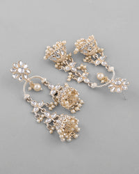 Thumbnail for VOJ Gold plated Kundan Contemporary Up & Down Jhumka Earrings