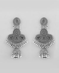 Thumbnail for VOJ Silver plated Oxidized Contemporary Jhumka Earrings
