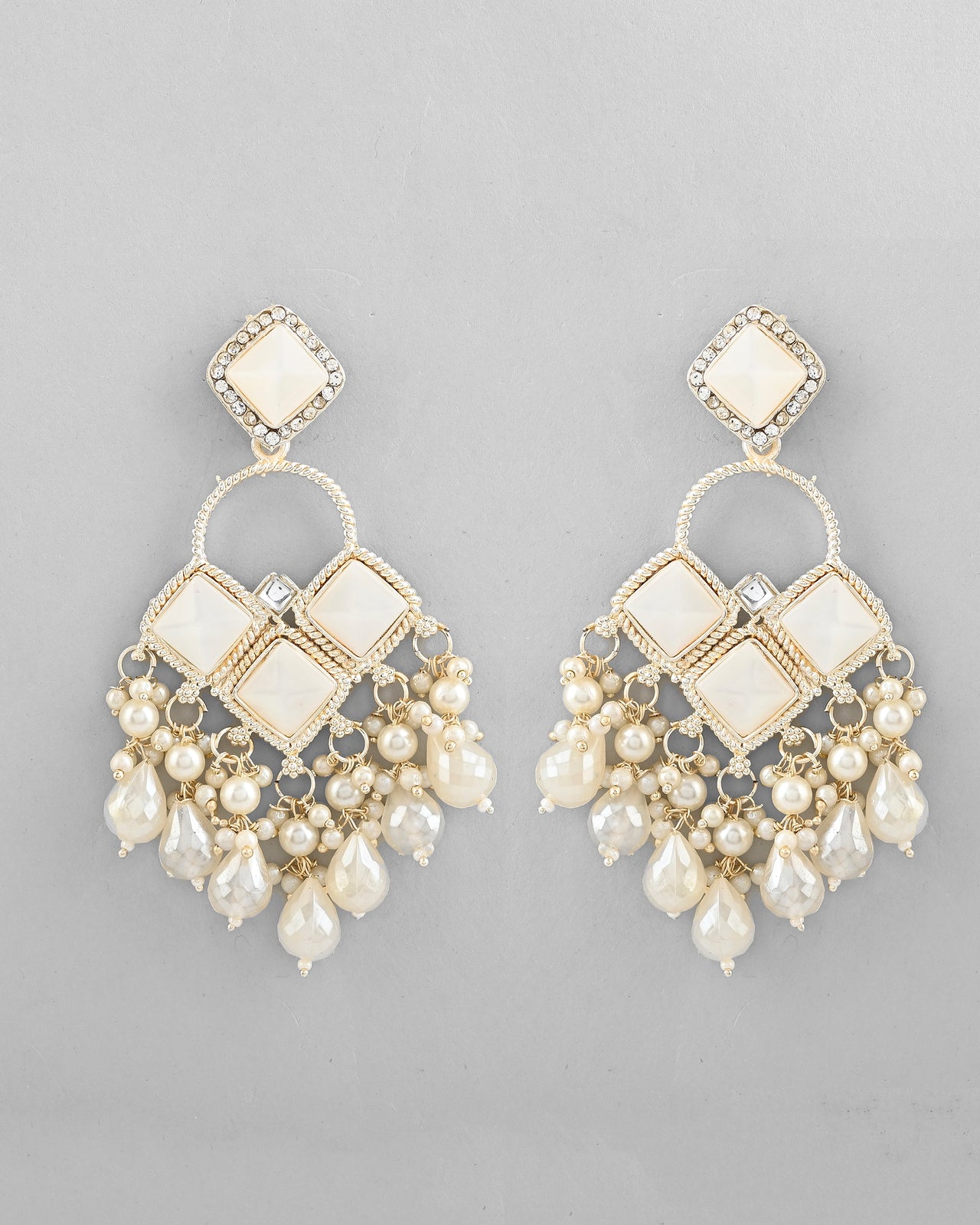 VOJ Gold Plated geometrical Shaped Classic Drop Earrings