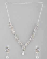 Thumbnail for VOJ Silver Plated CZ-Stone Studded With Pearl Jewellery Set