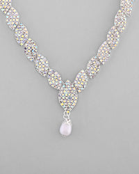 Thumbnail for VOJ Silver Plated CZ-Stone Studded With Pearl Jewellery Set